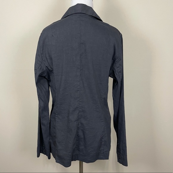 Eileen Fisher gray stretchy linen blazer 8 - Picture 2 of 10